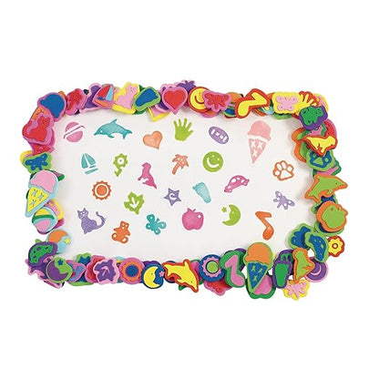 Colorations Mega Foam Stamper Mix, Bulk, Value Pack, 80 Stamps, 25 Assorted designs, EVA Foam, for Kids, Arts & Crafts, Educational, Gift, Non-Toxic, Learning, Stamping