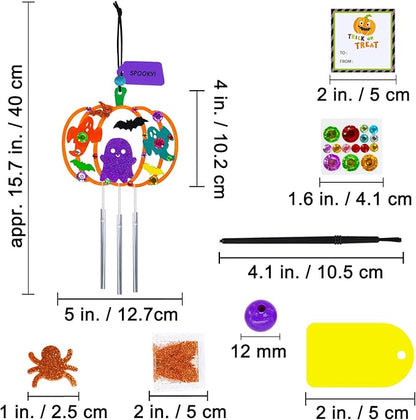 Winlyn 24 Sets Halloween Crafts Fall Pumpkin Crafts DIY Unfinished Paintable Wooden Pumpkin Wind Chimes Ornaments Craft Kits for Kids Classroom Activities Art Project Halloween Decoration Party Favors