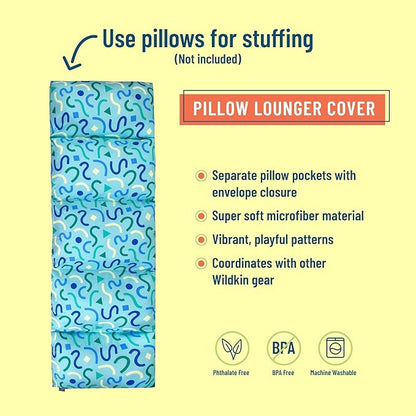 Wildkin Kids Microfiber Floor Lounger – Travel-Friendly, Sleepovers, Pillow Not Included - Confetti Blue
