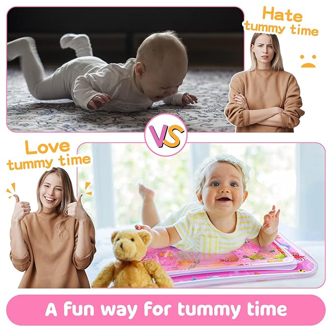 Tummy Time Water Mat for Girl, Baby Girl Toys for 0 3, 6, 9, 12
