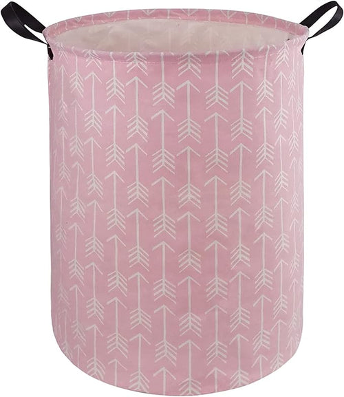Round Pink Color Laundry Hamper Storage Basket Organizer Hamper Storage