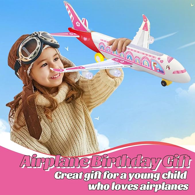 Airplane Toy for Kids Toddlers 3-5, Toy Airplanes with Flashing Lights & Sounds 4-8 8-12