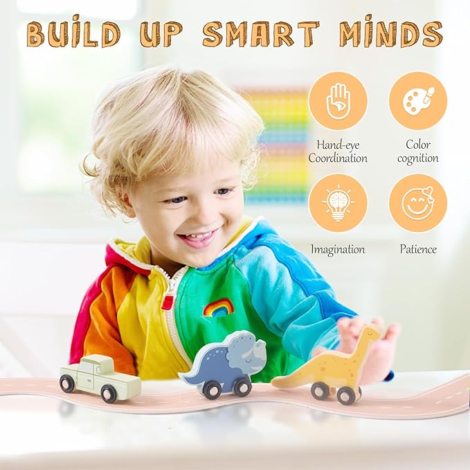 Dinosaur Train Set for Kids,Toy Train Set Tracks for Toddlers 19PCS,Dinosaur Road