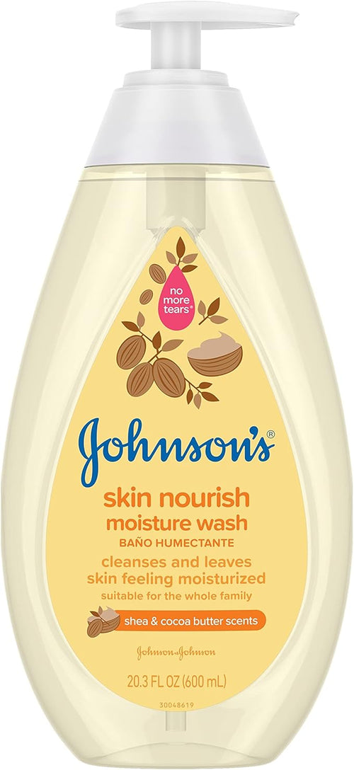 Johnson's Baby Skin Nourishing Moisture Baby Body Wash with Shea & Cocoa Butter, Hypoallergenic & Tear Free Baby Bath Wash 20.3 fl.