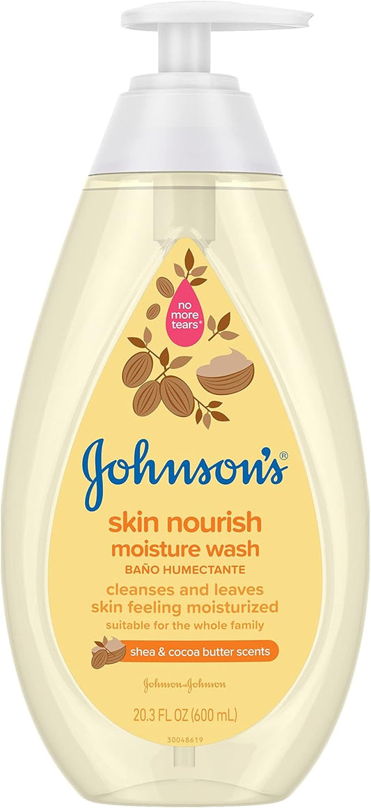 Johnson's Baby Skin Nourishing Moisture Baby Body Wash with Shea & Cocoa Butter, Hypoallergenic & Tear Free Baby Bath Wash 20.3 fl.