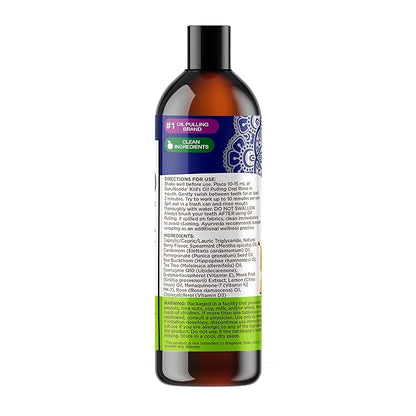 GuruNanda Kids Oil Pulling, Alcohol-Free Mouthwash, Essential Oils & Vitamins for Fresh Breath & Happy Gums for Ages 6 & up, Natural Berry Lemon Rose, 8 Oz
