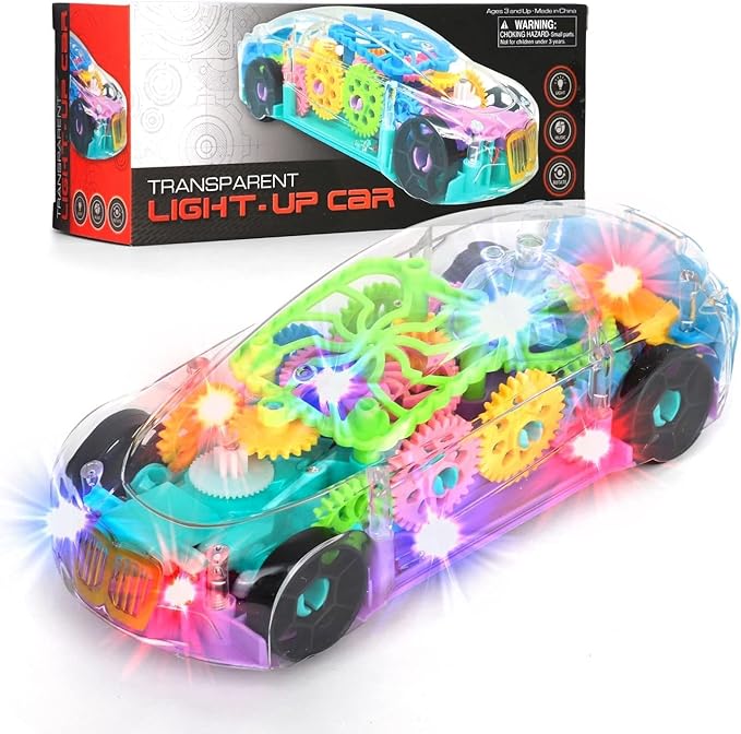 Light up Car, Sensory Transparent Toy for Kids