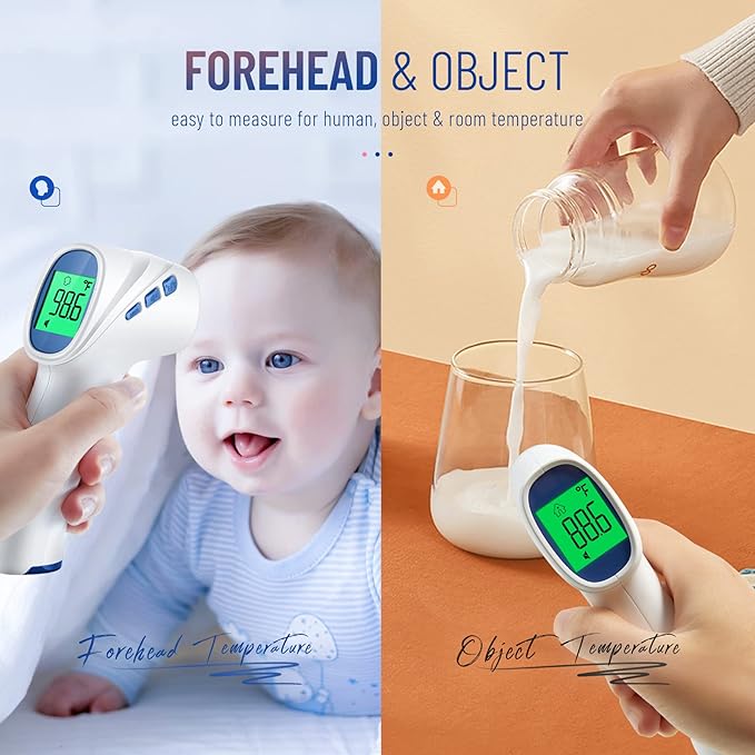 Forehead Thermometer for Adults and Kids, Digital Infrared Thermometer with Fever Alarm