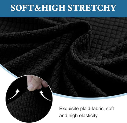 100% Waterproof Jacquard Fabric Couch Cover, Dual Layer with TPU Film, Leakproof High Elasticity Non-Slip Washable Furniture Protector for Pets, Dogs, Cats and Kids (Chair,Black)