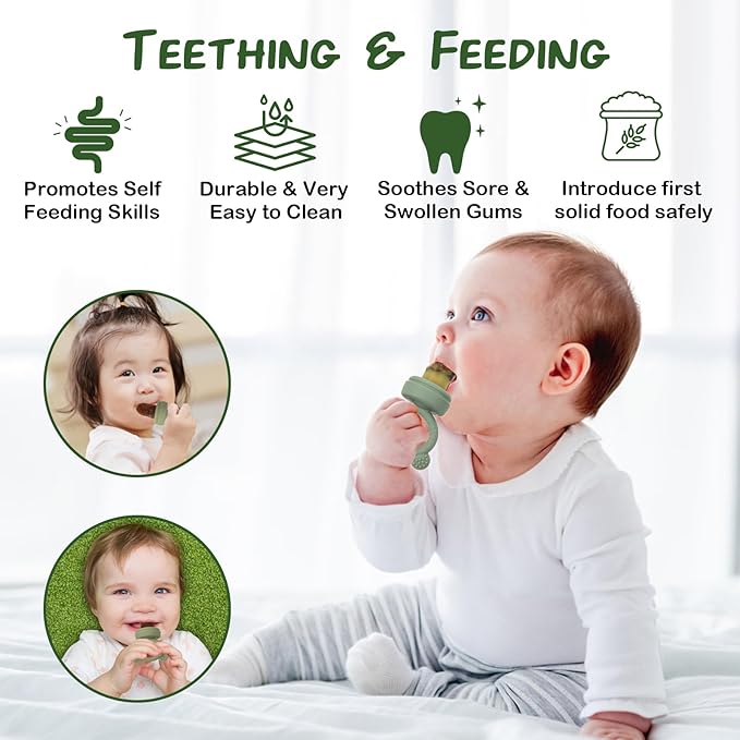 Baby Breastmilk Popsicle Molds & Baby Fruit Feeder (3 Pack), WAJIAYON Baby Food Freezer Tray Storage Containers