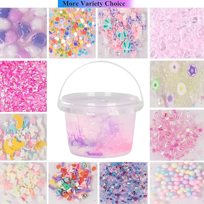 Unicorn Slime Kit,Clear Scented Slime Bucket Kids Birthday Party,Slime Party Favors for Kids Birthday Party Gifts Stress Relief Slime Kit for Girls and Boys (Unicorn Slime)