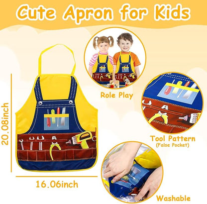 TONZE Kids Tool Set with Apron, Wooden Toddler Tool Bench Montessori Toys for 2+Year Old 39 PCS Educational STEM Construction Toys for Ages 2-4 Pretend Play Toddler Toys 3 4 5 Year Old Birthday Gift