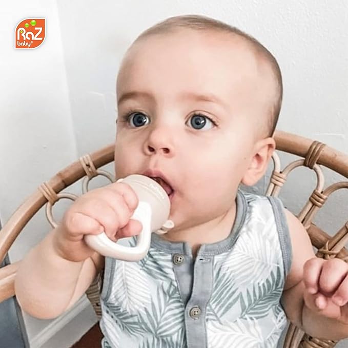 RaZbaby Baby Solids/Frozen Fruit Feeder Pacifier, Infant Teether Toy 6M+