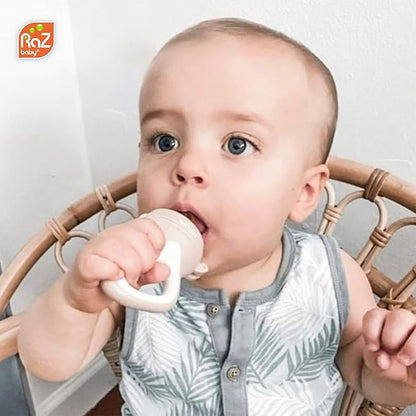 RaZbaby Baby Solids/Frozen Fruit Feeder Pacifier, Infant Teether Toy 6M+
