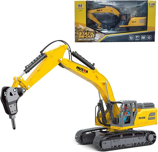 Gemini&Genius Drill Excavator Toy, Demolition Machine Car 1/35 Scale