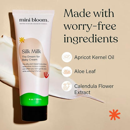 Baby Moisturizing Cream Silk Milk Organic, and Hypoallergenic with Apricot Kernel Oil 4 oz.