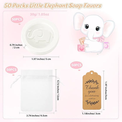 Roowest 50 Packs Mini Elephant Soap Baby Shower Favors 50 Bags 50 Thanks