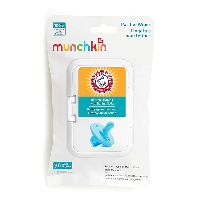 MunchkinÂŽ Arm & Hammer Pacifier Wipes 2 Pack 72 Wipes & 1 Pack 36 Wipes - Safely Clean Baby Bottles, Cups