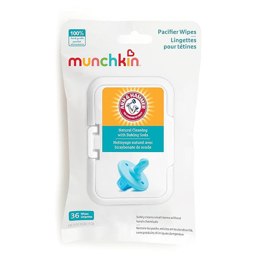 MunchkinÂŽ Arm & Hammer Pacifier Wipes - Safely Cleans Baby and Toddler Essentials, 1 Pack 36 Wipes