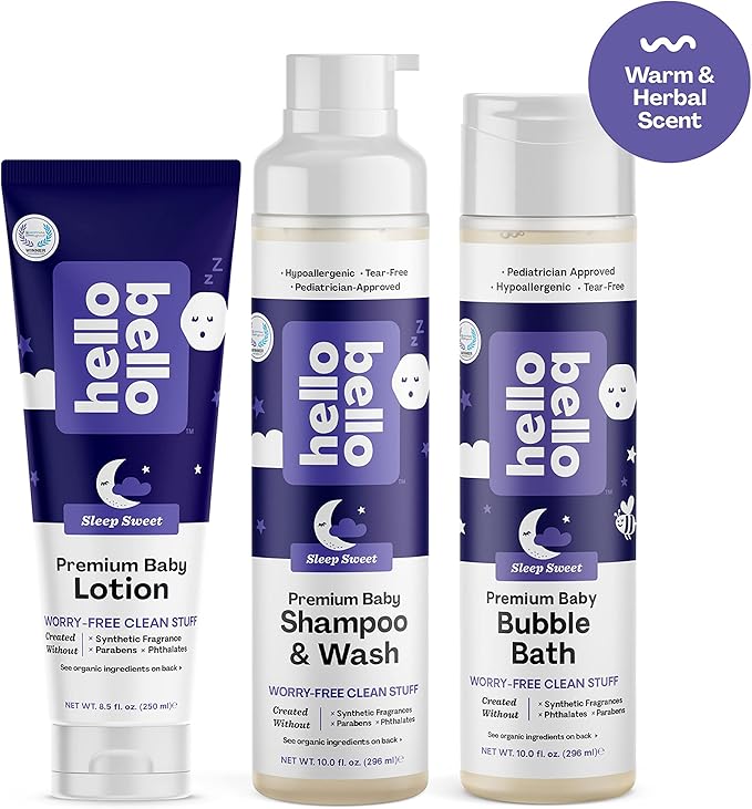 Hello Bello Nighttime Shampoo & Body Wash - Gentle Hypoallergenic Tear-Free Formula for Babies and Kids 10 fl