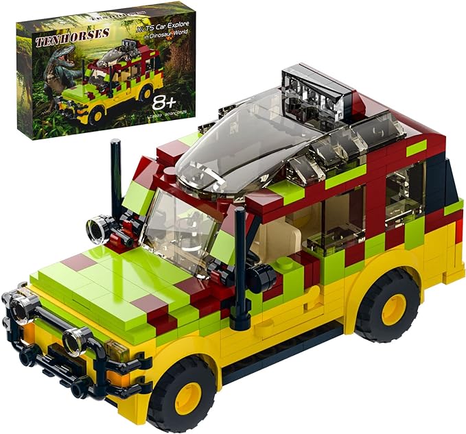 Tenhorses Jurassic Car Building Set, Dinosaur World Off-Road Vehicle Jurassic Movie Brick Toys (309 Pcs), Creative Gifts for Boy or Girs Kids Age 6+.
