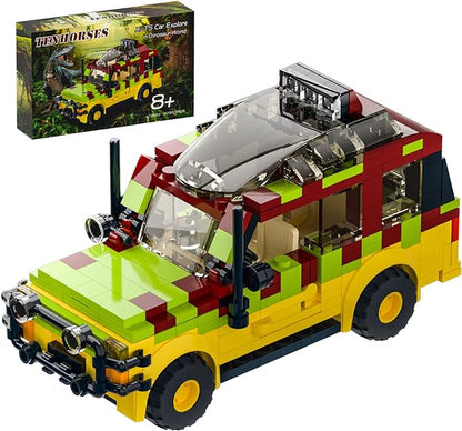 Tenhorses Jurassic Car Building Set, Dinosaur World Off-Road Vehicle Jurassic Movie Brick Toys (309 Pcs), Creative Gifts for Boy or Girs Kids Age 6+.
