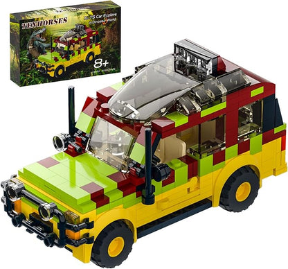 Tenhorses Jurassic Car Building Set, Dinosaur World Off-Road Vehicle Jurassic Movie Brick Toys (309 Pcs), Creative Gifts for Boy or Girs Kids Age 6+.