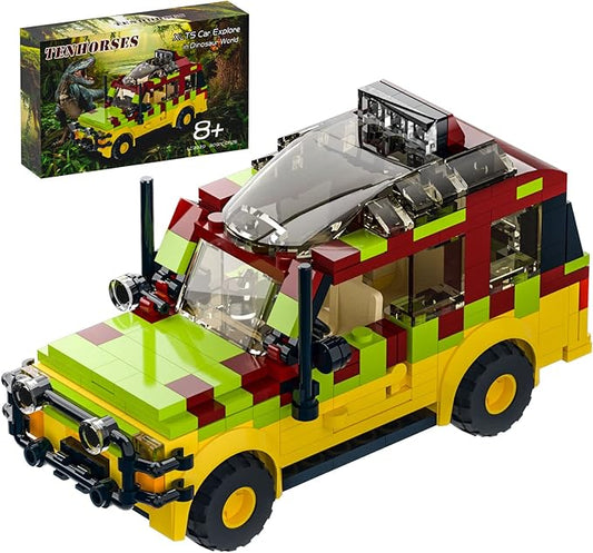 Tenhorses Jurassic Car Building Set, Dinosaur World Off-Road Vehicle Jurassic Movie Brick Toys (309 Pcs), Creative Gifts for Boy or Girs Kids Age 6+.