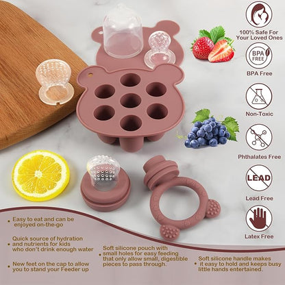 WAJIAYON Baby Breastmilk Popsicle Molds & Baby Fruit Feeder (3 Pack), Baby Food Freezer Tray Storage Containers