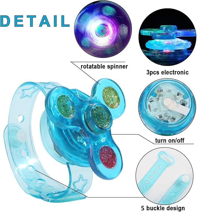 Birthday Party Favors for Kids 4-8 Goodie Bag Stuffers,24 Pack Light Up Spinner Bracelets for Pinata Fillers Prize Treasure Box Classroom Glow in The Dark Party Supplies Return Gifts