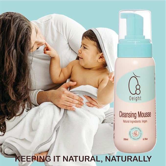 Cleansing Mousse: Natural Baby Body Wash Foam with Dunaliella Salina, Dead Sea Minerals 6.76 Oz