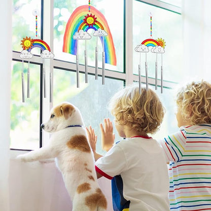 Winlyn 24 Sets Rainbow Suncatchers Ornaments Decorations DIY Window Paint Art Suncatchers Craft Kits Hanging Rainbow Sun Catchers for Kids Spring Summer Home Classroom Party Activity Art Project