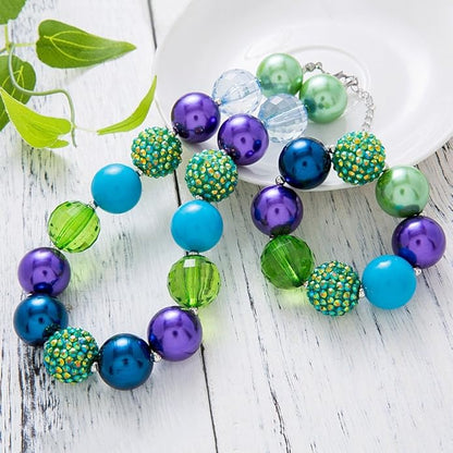 Sunrade Dress Up Jewelry for Little Girls Kids Necklaces Fashion Girls Chunky Beads Bubblegum Necklace and Bracelet Set Toddler Jewelry Costume Play Necklace