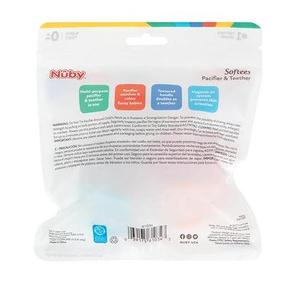 Nuby Silicone Softees Pacifier and Teethers - (5-Pack) Silicone Baby Pacifiers and Teethers 0+ Months