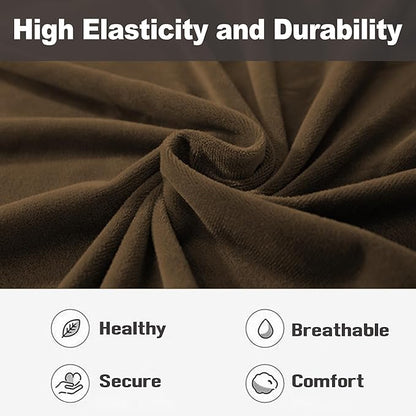 NORTHERN BROTHERS Stretchy Recliner Chair Covers, Velvet Recliner Covers, Lazy Boy Chair Cover (Dark Brown, loveseat)