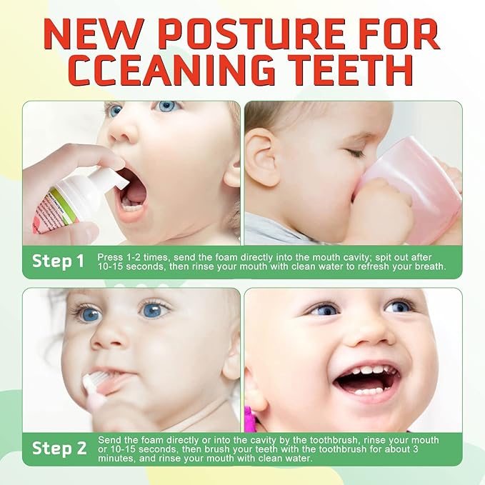 Foam Toothpaste Kids,Toddler Whitening Toothpaste with Low Fluoride & Natural Formula to Reduce Plaque,Kids Foaming Toothpaste for U Shaped Toothbrush for Children (Watermelon)