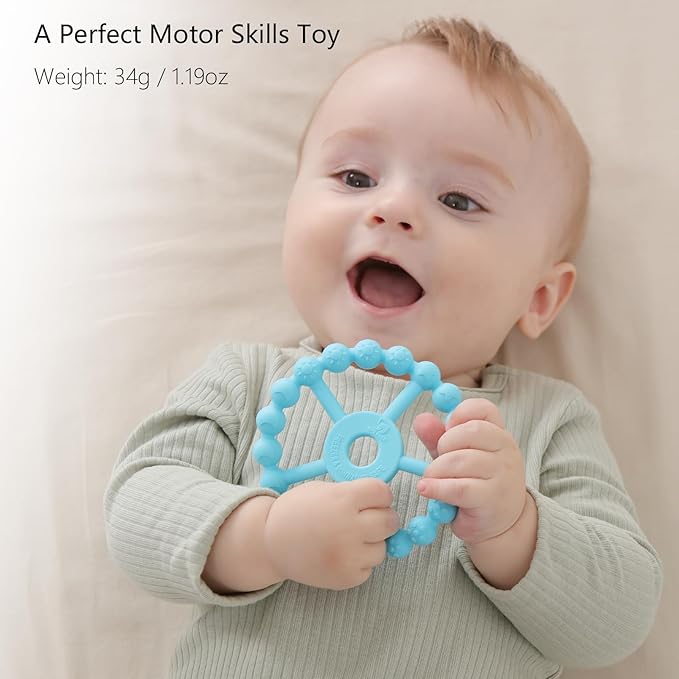 3 Pack Ring Teether, Silicone Teething Ring Toys for Babies 0-6 Months 6-12 Months 12-24 Months,