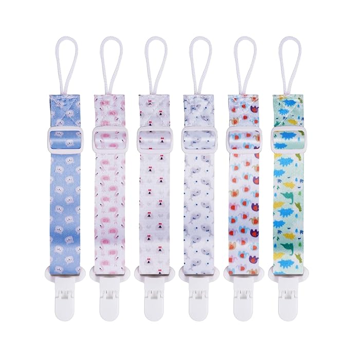 Baby Pacifier Clip with Adjustable Length Buckle,Paci Leash Binky Clips for Baby Boys and Girls 6 Gift