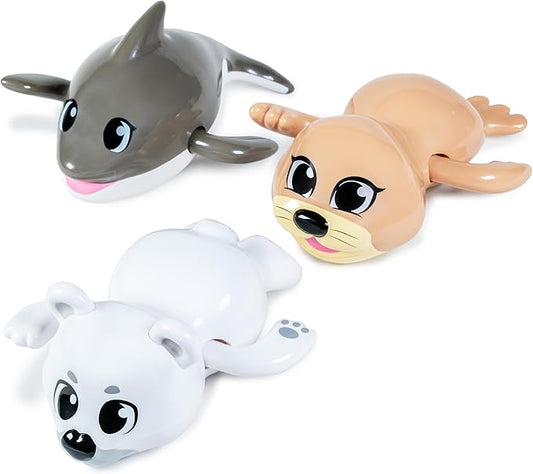 Tub Works® Wind Up Swimming Baby & Toddler Bath Toys, Arctic 3 Pack | Wind Arms & Watch Them Swim!