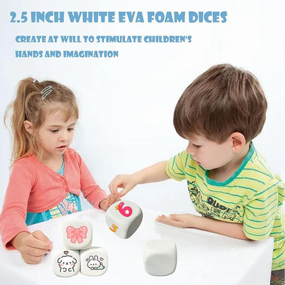 White EVA Foam Dices for Kids Graffiti-Building Blocks,Creative Painting, Party Supplies, 1.96 inchs,18PCS