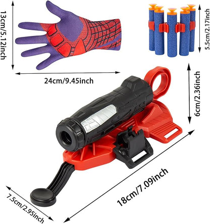 Spider Gloves Man Web Shooter Toy with Wrist, Spider Launcher Gloves Cosplay Toy Set for Kids