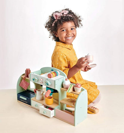 Tender Leaf Toys - Bird's Nest Café - 40 Pcs One-Stop Pretend Play Coffee Shop for Kids, Bakery and Cafe Set with Accessories - Promote Imaginative and Social Skills Development - Age 3+