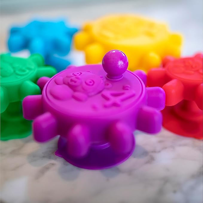 Baby Einstein Gears of Discovery Suction Cup Sensory Toys for Bath, Floor Play 5pcs Multi-Color, 6 Months+