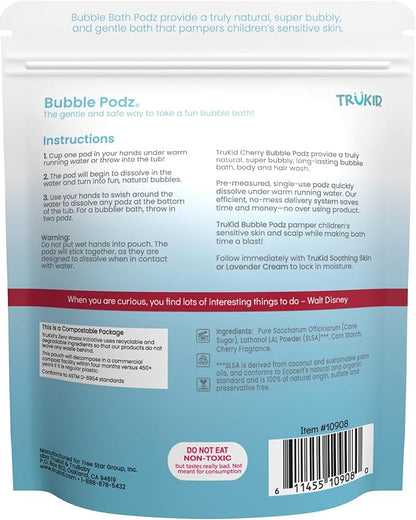 TruKid Bubble Podz Bubble Bath for Baby & Kids, Gentle Refreshing Bath Bomb for Sensitive Skin 7 for (60 Podz)