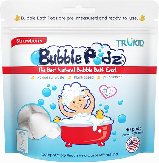 TruKid Bubble Podz Bubble Bath for Baby & Kids, Gentle Refreshing Bath Bomb for Sensitive Skin 7 for (10 Podz)