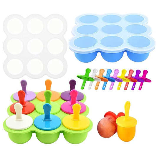 WAJIAYON Baby Food Storage Container, Silicone Baby Food Freezer Tray with Lid