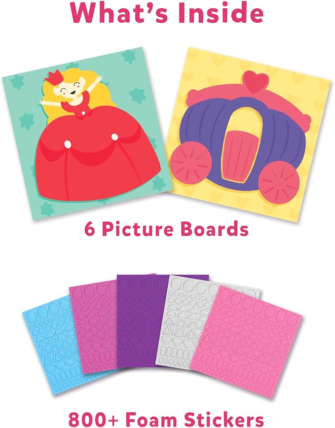 Skillmatics Art Activity - Fun with Foam Unicorns & Princesses, No Mess Felt Sticker Art for Kids, 3D Foam Stickers, DIY Craft Kits, Valentine's Day Gifts for Girls & Boys Ages 3, 4, 5, 6, 7