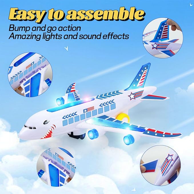 Airplane Toys for Toddlers, Musical Plane Toy for Toddlers 3-7 8 9Years Old