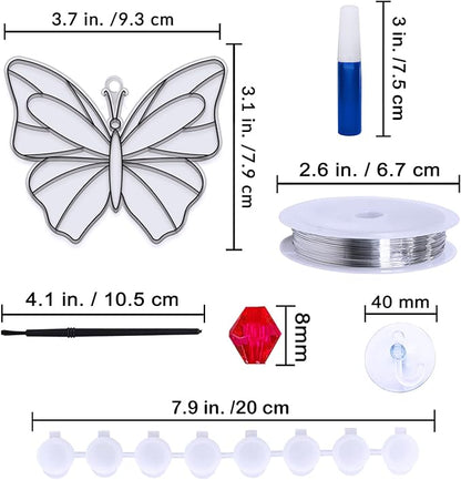 Winlyn 27 Sets Butterfly Suncatchers Ornaments Decorations DIY Window Paint Art Suncatchers Butterfly Suncatchers Painting Craft Kits for Kids Classroom Spring Easter Party Activities Art project