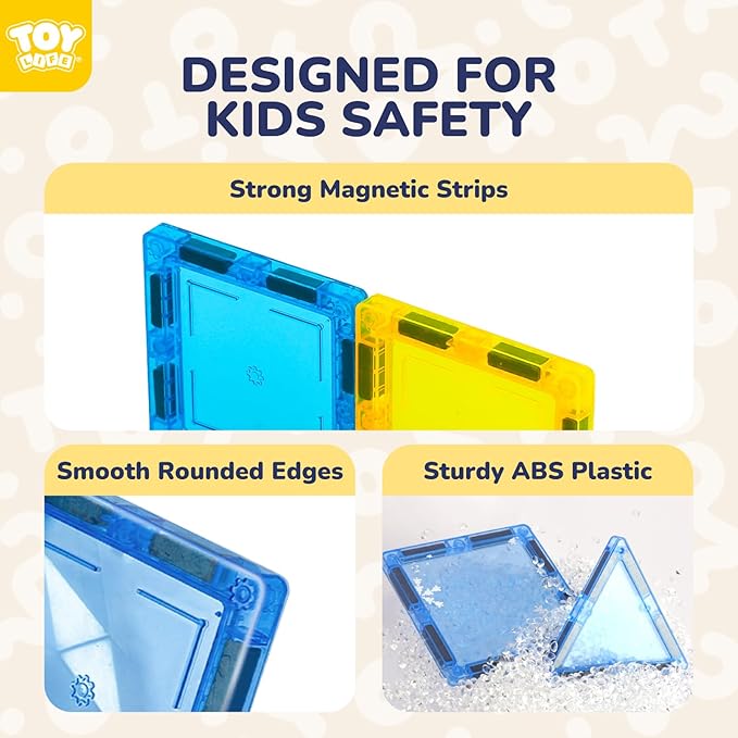 TOY Life Magnetic Tiles for Kids Ages 3-5, Building Toys for Kid Age 4-8, Magnet Construction Tile for Toddler 1-3, Kid Preschool Toys 45 Pcs